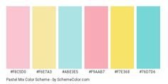 the pastel color scheme for different colors