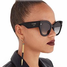 Fendi Roma - Sunglasses - Black - Sunglasses. Original Price:$450 Fendi Roma - Sunglasses - Black - Sunglasses Fendi Roma - Sunglasses - Black - Sunglasses Case Not Included Bold Frames With Logo Embellishments At The Temples Define Stylish Italian-Made Sunglasses. - 53mm Lens Width; 22mm Bridge Width; 150mm Temple Length - 100% Uv Protection - Made In Italy Sunglasses Fendi, Fendi Glasses, Glasses Frames Trendy, Beauty Tech, Trendy Eyewear, Women's Glasses, Fendi Sunglasses, Sunglasses Women Oversized, Fendi Accessories