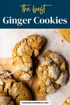 the best ginger cookies are on top of parchment paper