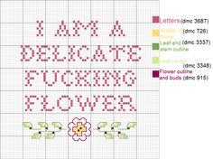 a cross stitch pattern with words and flowers