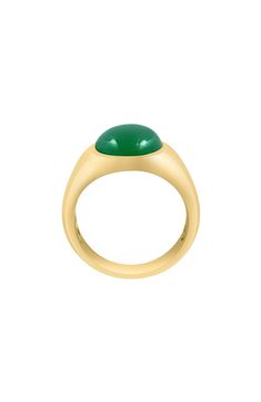 A 14-karat-gold-plated jade ring is the perfect everyday accessory that goes with many different looks. 0.6"W setting Total jade weight: 7.1ct. Sterling silver/14k-gold plate/jade Made in the USA Modern Yellow Gold Jade Jewelry, Classic Jade Rings For Formal Occasions, Classic Jade Rings With Polished Finish, Gold Jade Ring With Polished Finish, Green Domed Jewelry With Polished Finish, Classic Polished Jade Jewelry, Fine Jewelry Jade Rings With Polished Finish, Classic Gold Rings With Jade, Formal Yellow Gold Jade Ring