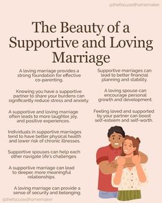 a poster with the words, the beauty of a suppotive and loving marriage