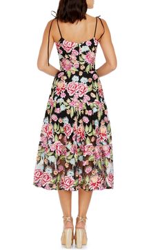 Vibrant embroidered blossoms embellish the sheer overlay of an elegant dress that says romance from every angle. 35" center front length (size Medium) Hidden back-zip closure Spaghetti straps with ties Lined 100% polyester Hand wash, line dry Imported Sheer Overlay, Dress The Population, Pink Midi Dress, Lace Midi, Lace Midi Dress, Embroidered Lace, Nordstrom Dresses, Elegant Dress, Pink Rose