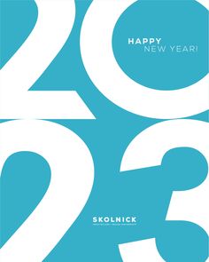 a blue and white new year card with numbers