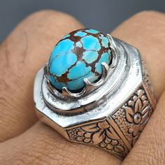 Natural Very old Rare Feroza Stone Beautiful Pattern Naturally Shajri Feroza Turquoise Stone Ring Handmade Ring 925 Sterling Silver Ring size 8 US Resize able FedEx Shipping Contact me for the details Ceremonial Oval Cabochon Rings, Antique Oval Turquoise Ring, Unique Oval Gemstones With Stone Setting, Traditional Oval Turquoise Ring, Oval Turquoise Ring In Antique Style For Gifts, Artisan Rings With Natural Stones For Wedding, Artisan Gemstones With Large Round Stone, Traditional Oval Cabochon Rings, Artisan Oval Rings With Large Stone