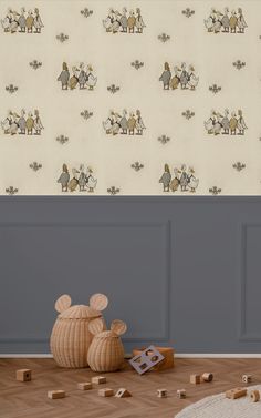 the wall paper has mice on it