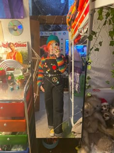 Rainbow Grunge Outfit, Trippy Clothes Aesthetic, Weird Core Outfit Ideas, Weird Kid Aesthetic, Colorful Alternative Fashion, Colorful Grunge Outfits, Goth Kidcore