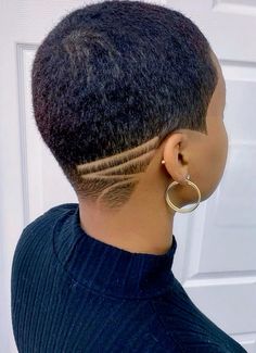 Short Haircuts With Designs For Black Women, Women Fades With Designs, Shaved Hair Women Black, Low Fade Black Woman, Low Cut Hair Black Women Designs, Low Fade Haircut Women Black, Short Fades For Black Women, Fade On Black Women, Pixie Cut With Design Black Women