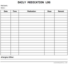 the daily medication log is shown in this image