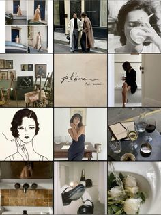 a collage of photos with women and wine