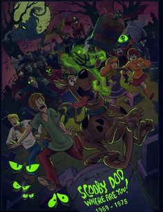 the poster for scary dog where's not - you?, featuring cartoon characters