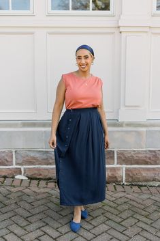 Side Button Midi Skirt Viscose Mid-Length skirt Pockets in skirt Box Pleat Skirt Button Midi Skirt, Box Pleat Skirt, Skirt Pockets, Pleat Skirt, Wool Dryer Balls, Leftover Fabric, Skirt Fits, Model Fits, Black Jumpsuit