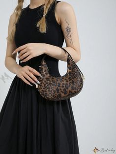 Bird in Bag - Leopard Print Shoulder Bag - A Fashionable and Versatile Accessory Hobo Bag Patterns, Leopard Print Handbags, Commuter Bag, Bird In Bag, Shape Design, Hobo Bag, Bag Pattern, Top Handle, Pu Leather