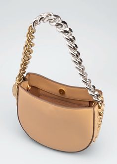 Stella McCartney Two-Tone Chain Small Shoulder Bag - Bergdorf Goodman Luxury Chain Crossbody Bag, Designer Top Handle Shoulder Bag With Chain Strap, Designer Shoulder Bag With Chain Strap And Top Handle, Designer Shoulder Bag With Metal Hardware, Luxury Shoulder Bag With Chain In Crossbody Style, Luxury Shoulder Bag With Chain Strap For Everyday, Luxury Chain Shoulder Bag Crossbody, Luxury Chain Crossbody Shoulder Bag, Luxury Chain Shoulder Crossbody Bag