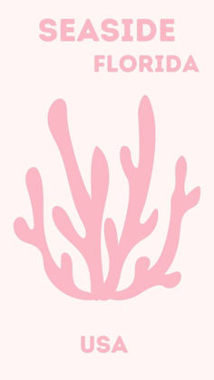 the sea side florida logo is shown in pink on a white background with corals