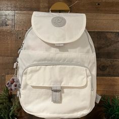 Brand New With Tags Kipling Backpack In White Comes With The Monkey Vincent ! See My Other Listings For Many Other Bags And Bundle Deals Coach, Dooney, Kate Spade, Michael Kors Juicy Casual White Backpack With Removable Pouch, Kipling Backpack, White Backpack, Kipling Bags, Buckle Bags, Medium Backpack, Black Travel, Blue Backpack, Small Backpack