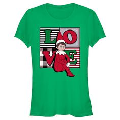 Gather the family and get cozy together in this officially licensed apparel from The Elf on the Shelf! Celebrate this fun-filled Christmas tradition and give Santa's scout elves extra support by wearing this The Elf on the Shelf Juniors' Plaid Love Graphic T-Shirt that features the word "Love" spelled out in different patterned squares and a blue-eyed boy Scout Elf sitting across the front. Grab these cute and festive tees and join Santa's crew this holiday season! The Elf On The Shelf, Love Graphic, Love Box, Christmas Tradition, Word Love, Boy Scout, Blue Eyed, Graphic Tee Design, Boy Tees