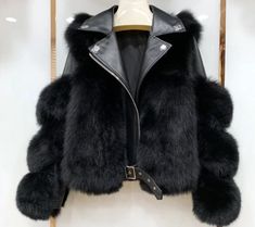 Faux Fox Fur Coat, Fox Fur Jacket, Fur Leather Jacket, Real Fur Coat, Fox Fur Coat, Outwear Jackets, Fur Coats, Real Fur, Leather Jackets Women