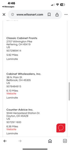 an iphone screen with the contact information section highlighted in red and white, along with other items