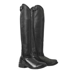 a pair of black boots with zippers