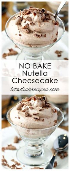 no bake nutella cheesecake in a glass dish