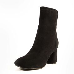 Looking for the perfect black bootie? Here it is! Strut the streets in these ankle fitted classic black booties. Go from professional to rockstar in our BALLYN faux suede or faux leather booties. Perfect minor stretch around the ankle with a low block heel to finish. Suede Mid-calf Heeled Boots For Fall, Fall Suede Ankle-high Booties, Ankle-high Suede Booties For Winter, High Ankle Suede Booties For Fall, Fitted Round Toe Booties For Fall, Fitted Suede Platform Boots For Fall, Trendy Suede Ankle-high Heeled Boots, Trendy Suede Ankle Booties, Fall Suede Ankle-high Heeled Boots