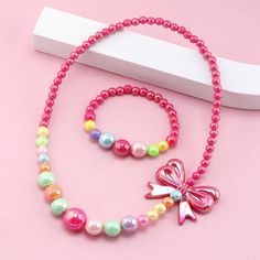 2pcs/set Fashion Acrylic Beads Jewelry Butterfly Flower Pattern Necklace Bracelet For Children Party Diy Jewelry Set, Acrylic Diy, Jewelry Butterfly, Children Party, Sweet Necklace, Butterfly Flower, Fashion Jewelry Sets, Beaded Accessories, Charm Set