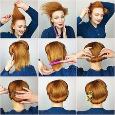 948 Likes, 18 Comments - Elisa (@misslipstickandpipettes) on Instagram: “How to Gibson roll? Find the tutorial at misslipstickandpipettes.wordpress.com or click the…” Roll Hairstyle, Penteado Cabelo Curto