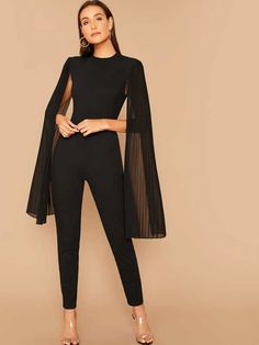 Fancy Jumpsuit, Cape Jumpsuit, Mesh Jumpsuit, Jumpsuit Elegant, Elegante Casual, Long Jumpsuits, Jumpsuit Fashion, Black Jumpsuit, Tulum