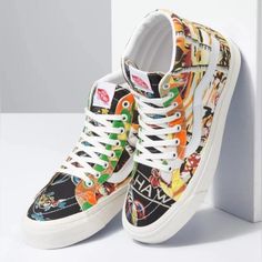 Vans Sk8-Hi 38 Dx Anaheim Factory Collection, Hoffman Original *Nwt In Box* Color: Anaheim Factory/ White Size: 9.0 Men's/ 10.5 Women's Unisex Sku: Vn0a38gf1ut Retro Multicolor Skate Shoes For Streetwear, Multicolor Retro Skate Shoes, Vans Multicolor Skate Shoes For Streetwear, Vans Sneakers With Graphic Print And Round Toe, Retro Multicolor High-top Skate Shoes, White Leather Vans, Black Vans Shoes, Hi Top Vans, Vans Sk8 Mid