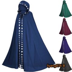 #ad Great shopping ideas for Medieval Moon Embroidery Cloak Hooded Gothic Wizard Cosplay Halloween Cape Robe, Fashion Women's Jackets Mantel Cape, Halloween Capes, Medieval Cosplay, Fantasia Disney, Hooded Cape, Hooded Cloak, Vintage Gothic, Moon Print, Cape Coat