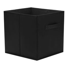 a black square storage box with two compartments