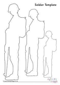 the silhouettes of three people standing next to each other with text that says, soldier template