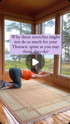 a woman in an orange shirt is doing yoga on a mat with the words, why these stretches might not do as much for your throats?