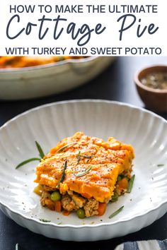 A delicious and healthy sweet potato shepherds pie made with seasoned ground turkey and vegetables topped with a generous layer of smooth, buttery mashed sweet potatoes. This cottage pie makes the best winter comfort food that everyone will love! Gluten free and Whole30 - friendly.