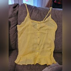 Yellow, Nwt Spaghetti Strap Top Zara Spaghetti Straps Top For Summer, Summer Daytime Top With Spaghetti Straps, Casual Spring Camisole For Daytime, Casual Spring Daytime Camisole, Summer Spaghetti Strap Tops For Daytime, Zara Summer Cotton Tank Top, Zara Spaghetti Strap Tank Top For Spring, Zara Cami Tank Top For Day Out, Sleeveless Zara Tops For Vacation