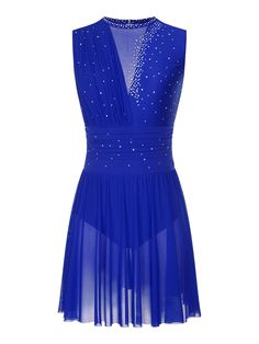 a blue dress with sequins on it