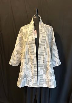 Meet "Carolyn", a medium weight swing jacket. It is a one-of-a-kind handmade garment fashioned from gently upcycled fabric.  The back length is 32 inches, the sleeves are 3/4 length and it has four front pockets. The garment is one size.  It can be machine washed and tumble dried.   It is perfect for leisure wear or outerwear. Spring Oversized 3/4 Sleeve Outerwear, Spring Oversized Outerwear With 3/4 Sleeve, Relaxed Fit Outerwear With 3/4 Sleeve For Spring, Cotton Outerwear With 3/4 Sleeve For Fall, Fall Cotton Outerwear With 3/4 Sleeve, Upcycled Fabric, Tempe Az, Mesh Laundry Bags, Fall Looks