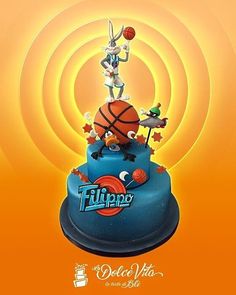 a cake with an image of a basketball player on it