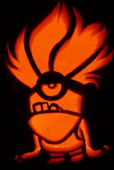 a carved pumpkin with an angry bird on it