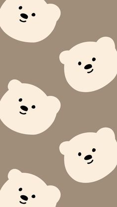 four white teddy bears on a brown background