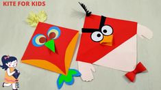 the paper cut out of an angry bird is next to a craft kit for kids