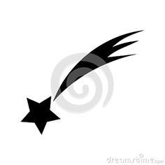 a black and white silhouette of a shooting star with an arrow pointing up at it