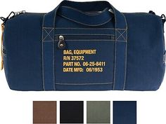 an image of a duffel bag with the tag on it and colors in different shades