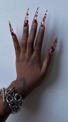 Abi.by.design Almond Nails Halloween, Halloween Nails Stiletto, Blood Splatter Nails, Halloween Nails Acrylic, Nails Long Almond, Wonder Nails, Blood Nails, Splatter Nails, Acrylic Nails Stiletto