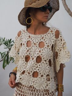 We hand source antique and vinagre crochet & lace textiles and up-cycle it here in Ibiza in to unique on off a kind garment. Due to the nature there could be some imperfections but we do our best to only recycle mint condition textiles. Really nice quality antique lace work in silk threads. Size is medium Condition is perfect Crochet Jackets, Vintage Crochet Dresses, Crochet Kimono, Indian Sari Dress, Rainbow Vintage, Crochet Lace Top, Boho Style Outfits, Rainbow Crochet, Crochet Clothing