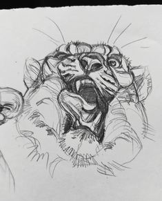 a drawing of a tiger with its mouth open