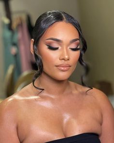 Soft Matte Glam Makeup, Pink Bridal Makeup Black Women, Soft Bridal Glam Brown Eyes, Sultry Bridal Makeup Brown Eyes, Bridal Makeup On Brown Skin, Wedding Glam Makeup Brides Brown Eyes, Bridal Makeup For Brown Eyes Glam, Full Glam Bridal Makeup Brown Eyes, Full Glam Makeup Looks Brown Eyes