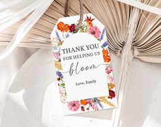 thank you for helping us bloom love family card hanging from a palm fronder