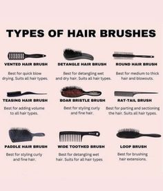 Types Of Hair Brushes, Frizz Hair, Healthy Hair Routine, Curly Hair Care Routine, Natural Hair Growth Tips, Round Hair Brush, Teased Hair, Detangling Hair Brush